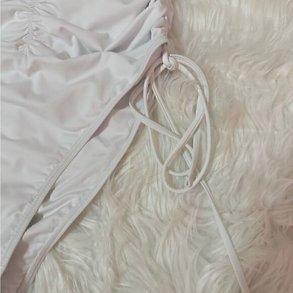 NWT Envya Ruched High Rise One-Piece Swimsuit in White Size M - Picture 9 of 10